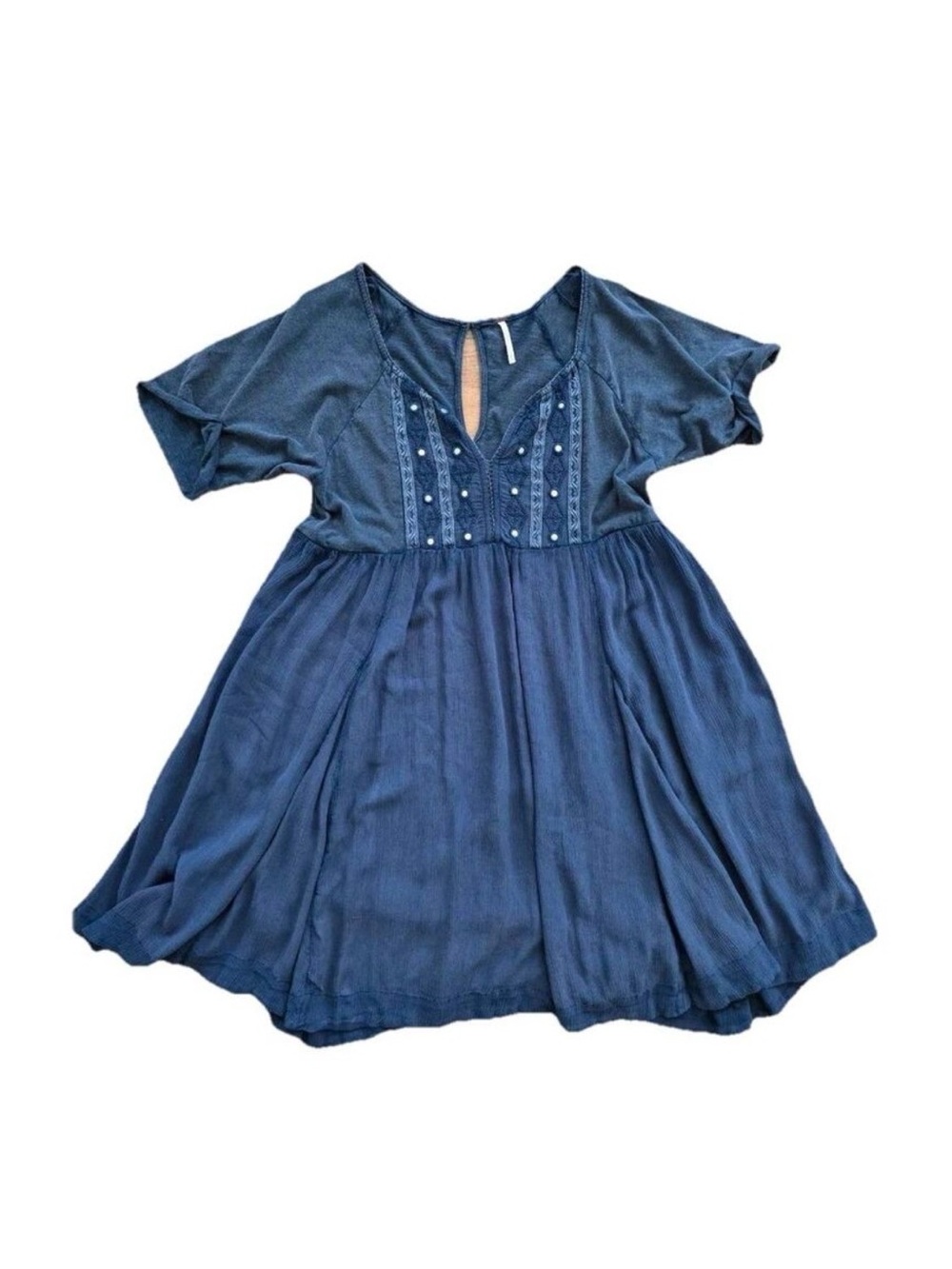 Free People Navy Blue High-Low Short Sleeve Swing Dress New with tags - Picture 4 of 6